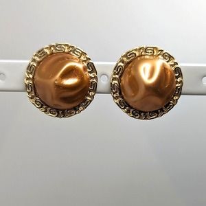 Coro Vintage Faux Pearl Gold Tone Clip On Earrings